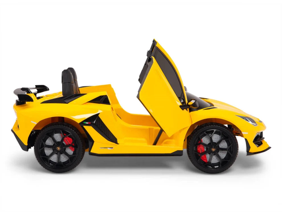 Carro Eléctrico Infantil Lamborghini Aventador SVJ 12V con Control Remoto Amarillo – Edición Estándar y Premium