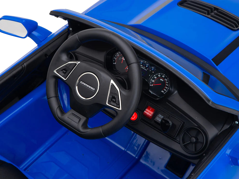 Carro Eléctrico Infantil Chevrolet Camaro 2SS 12V con Control Remoto Azul – Edición Estándar y Premium