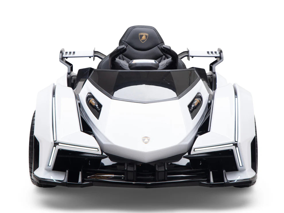 Carro Eléctrico Infantil Lamborghini V12 Vision GT 12V con Control Remoto Blanco – Edición Estándar y Premium