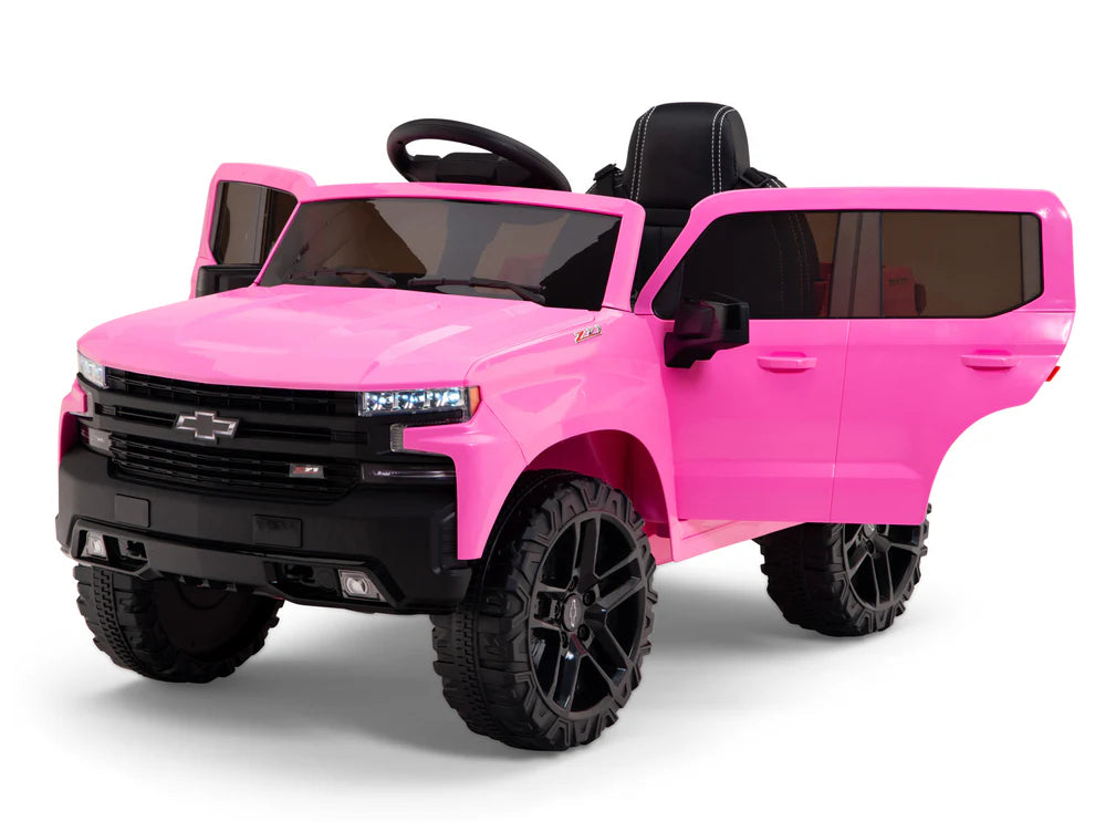 Camioneta Eléctrica Infantil Chevrolet Silverado Trail Boss 12V con Control Remoto Rosa – Edición Estándar y Premium