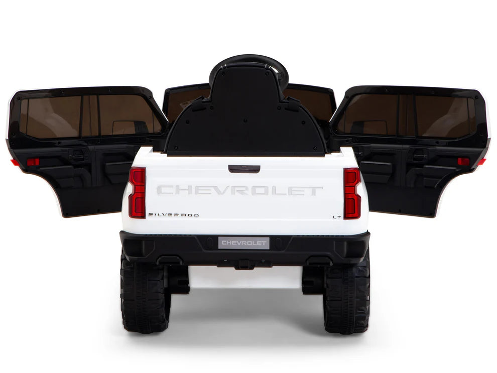 Camioneta Eléctrica Infantil Chevrolet Silverado Trail Boss 12V con Control Remoto White – Edición Estándar y Premium