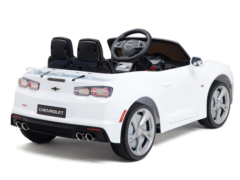 Carro Eléctrico Infantil Chevrolet Camaro 2SS 12V con Control Remoto Blanco – Edición Estándar y Premium
