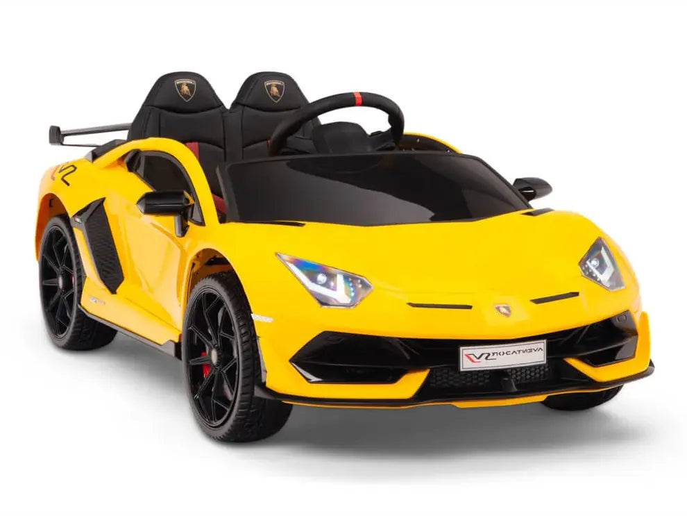 Carro Eléctrico Infantil Lamborghini Aventador SVJ 12V con Control Remoto Amarillo – Edición Estándar y Premium