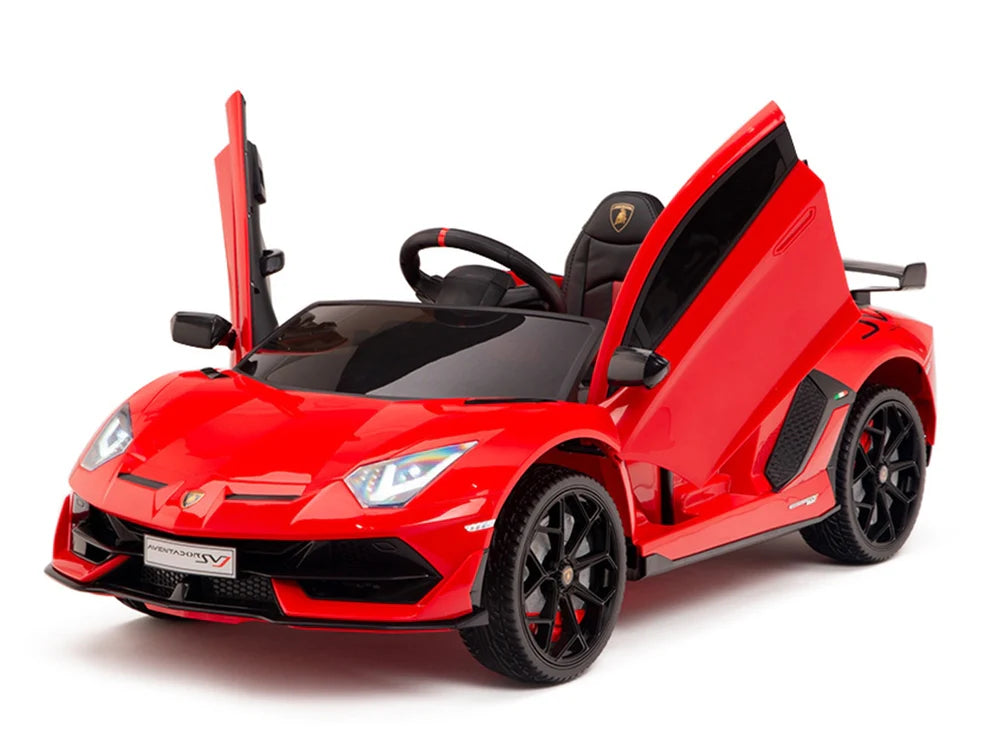 Carro Eléctrico Infantil Lamborghini Aventador SVJ 12V con Control Remoto Rojo – Edición Estándar y Premium