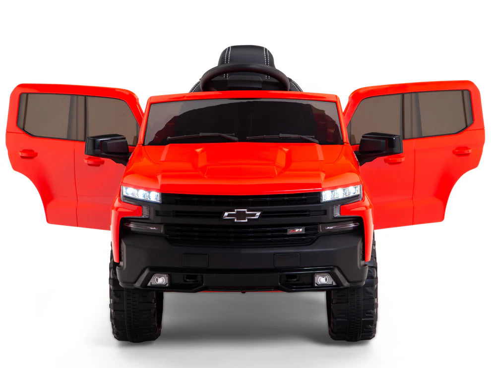 Camioneta Eléctrica Infantil Chevrolet Silverado Trail Boss 12V con Control Remoto Rojo – Edición Estándar y Premium