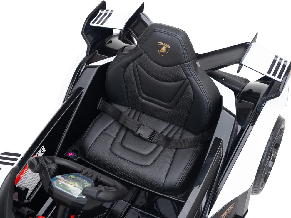Carro Eléctrico Infantil Lamborghini V12 Vision GT 12V con Control Remoto Blanco – Edición Estándar y Premium