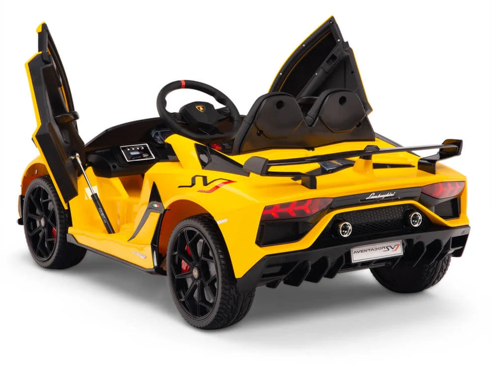 Carro Eléctrico Infantil Lamborghini Aventador SVJ 12V con Control Remoto Amarillo – Edición Estándar y Premium