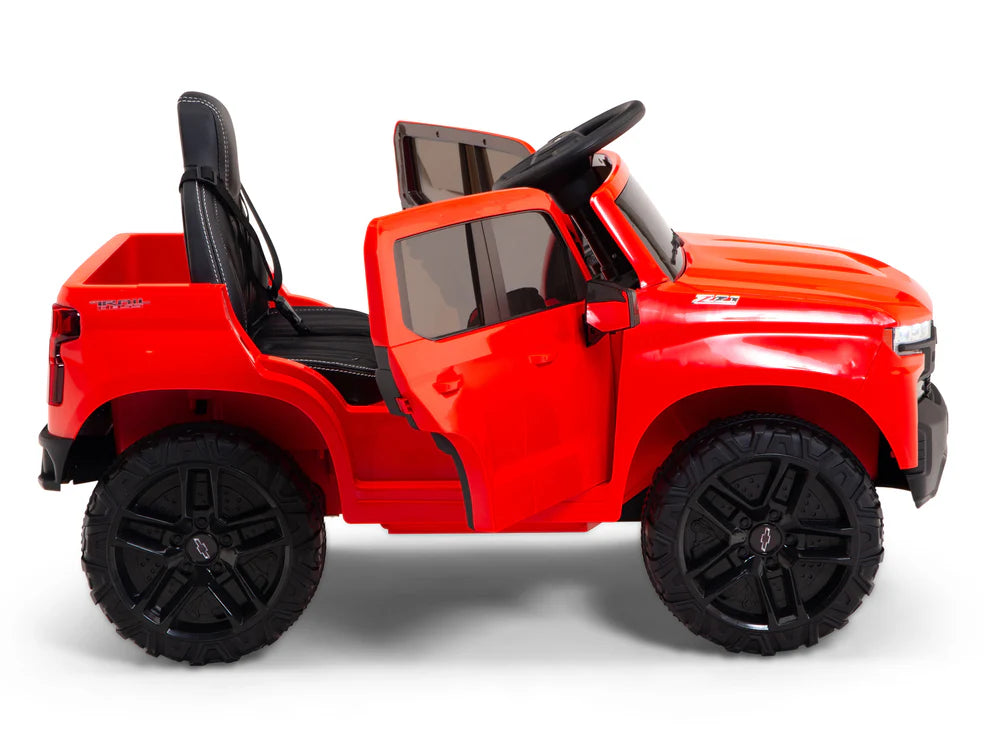 Camioneta Eléctrica Infantil Chevrolet Silverado Trail Boss 12V con Control Remoto Rojo – Edición Estándar y Premium