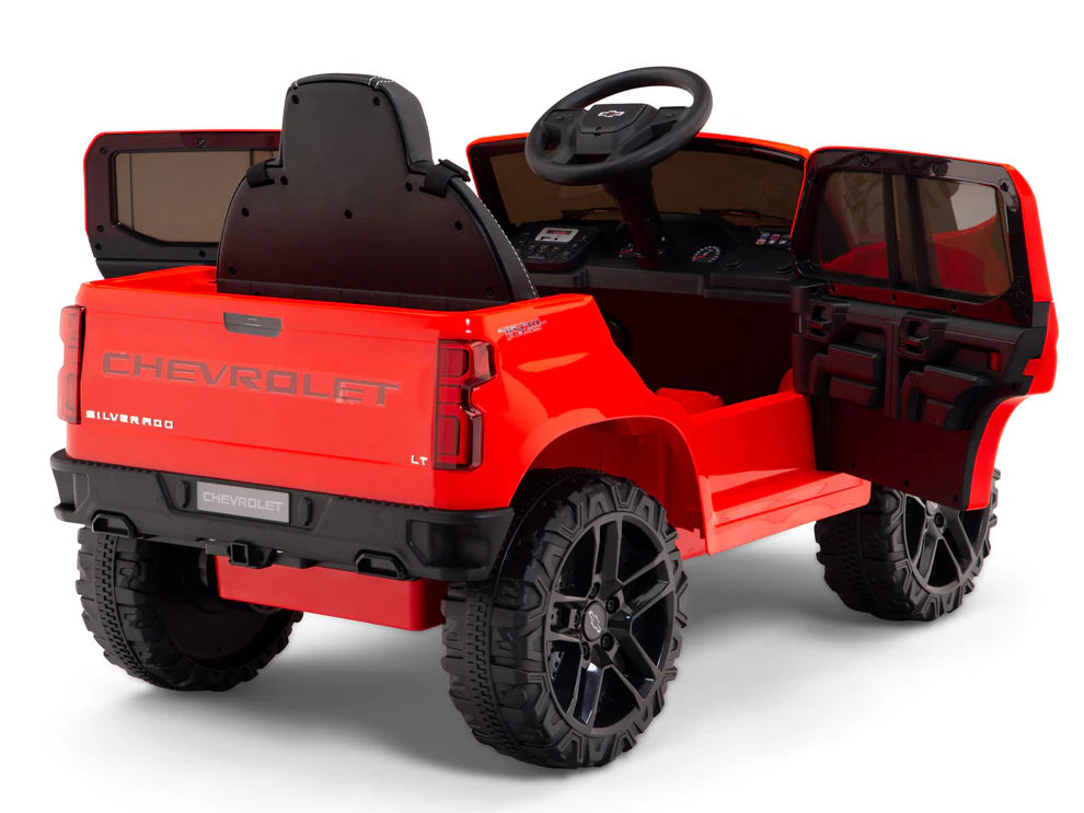 Camioneta Eléctrica Infantil Chevrolet Silverado Trail Boss 12V con Control Remoto Rojo – Edición Estándar y Premium