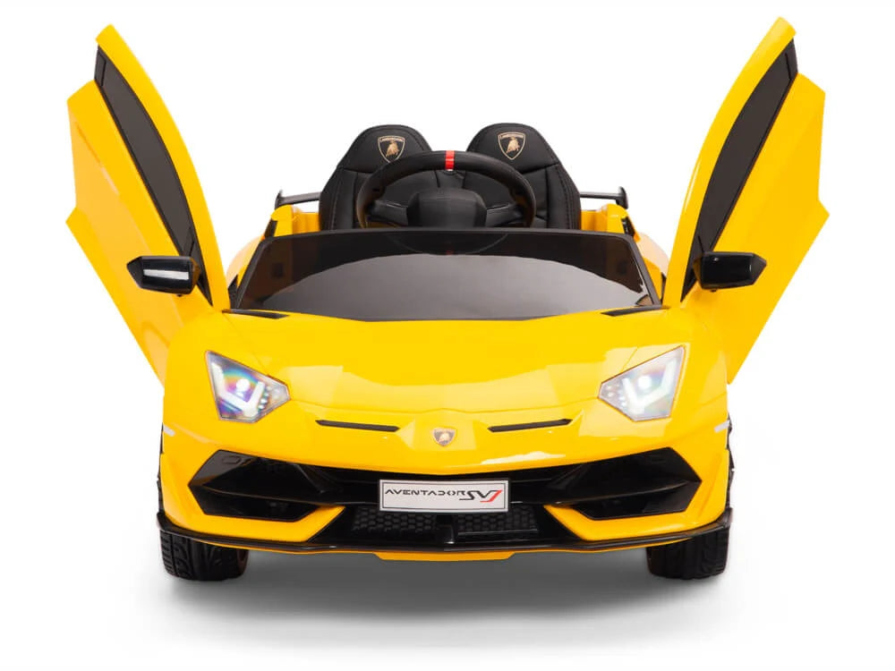 Carro Eléctrico Infantil Lamborghini Aventador SVJ 12V con Control Remoto Amarillo – Edición Estándar y Premium