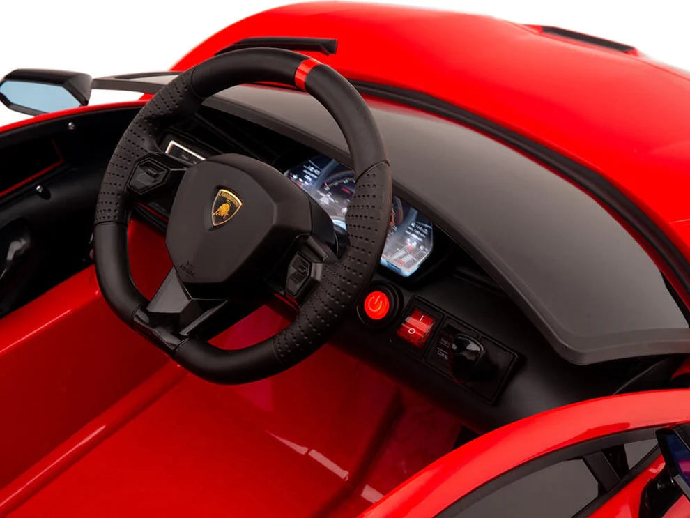 Carro Eléctrico Infantil Lamborghini Aventador SVJ 12V con Control Remoto Rojo – Edición Estándar y Premium
