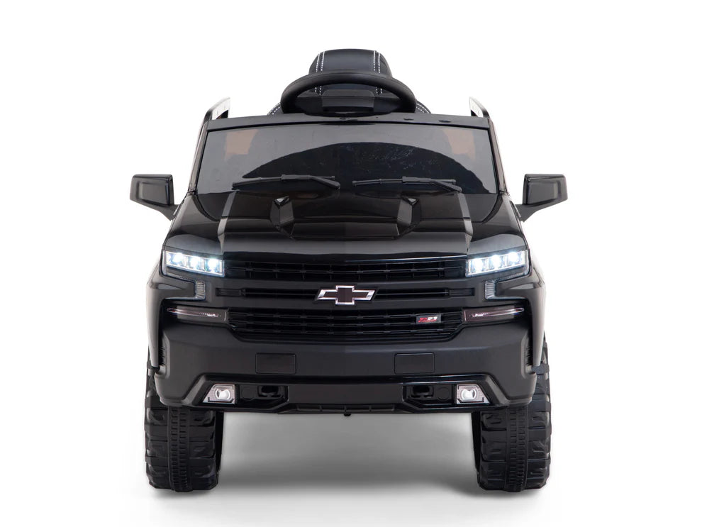 Camioneta Eléctrica Infantil Chevrolet Silverado Trail Boss 12V con Control Remoto Negro – Edición Estándar y Premium