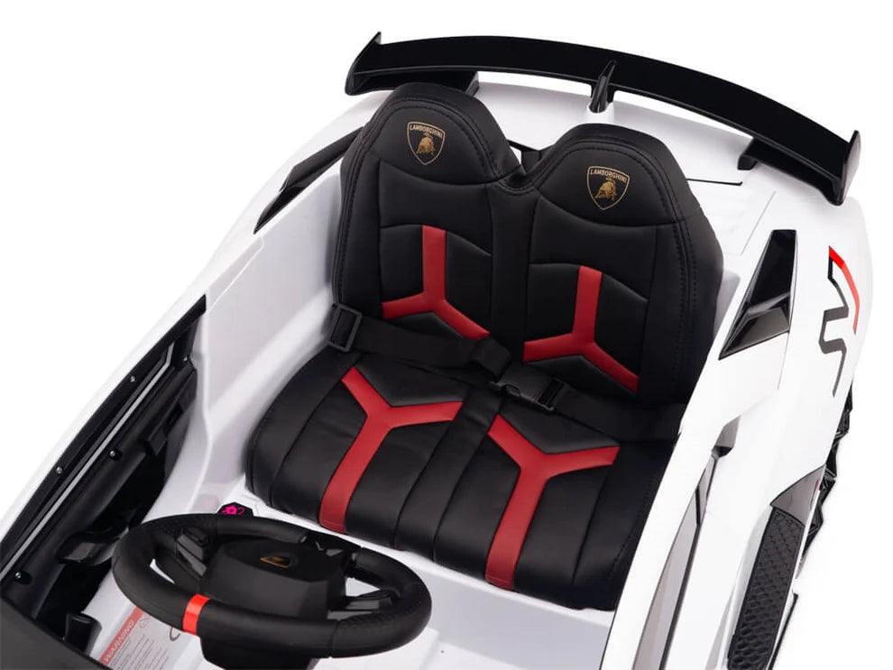 Carro Eléctrico Infantil Lamborghini Aventador SVJ 12V con Control Remoto Blanco – Edición Estándar y Premium