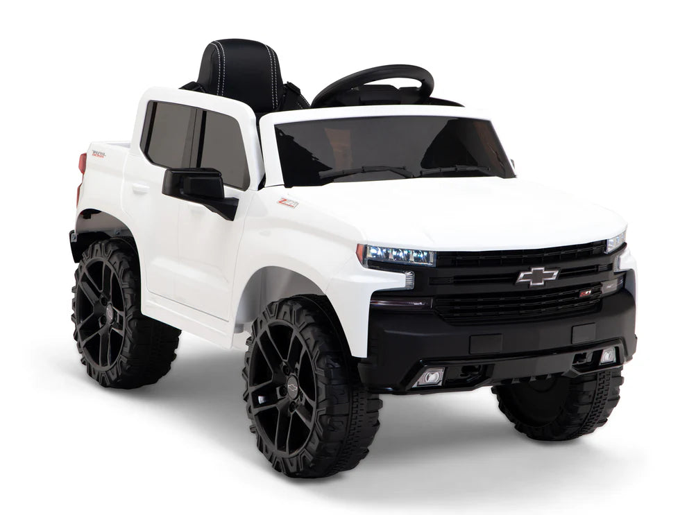 Camioneta Eléctrica Infantil Chevrolet Silverado Trail Boss 12V con Control Remoto White – Edición Estándar y Premium