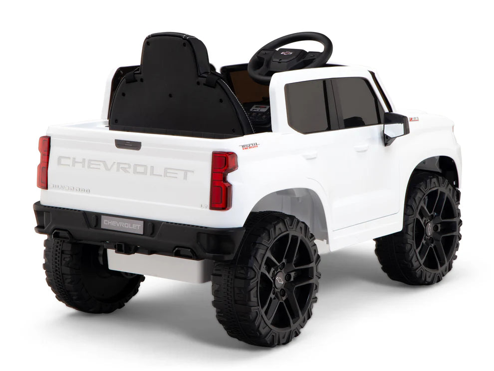 Camioneta Eléctrica Infantil Chevrolet Silverado Trail Boss 12V con Control Remoto White – Edición Estándar y Premium