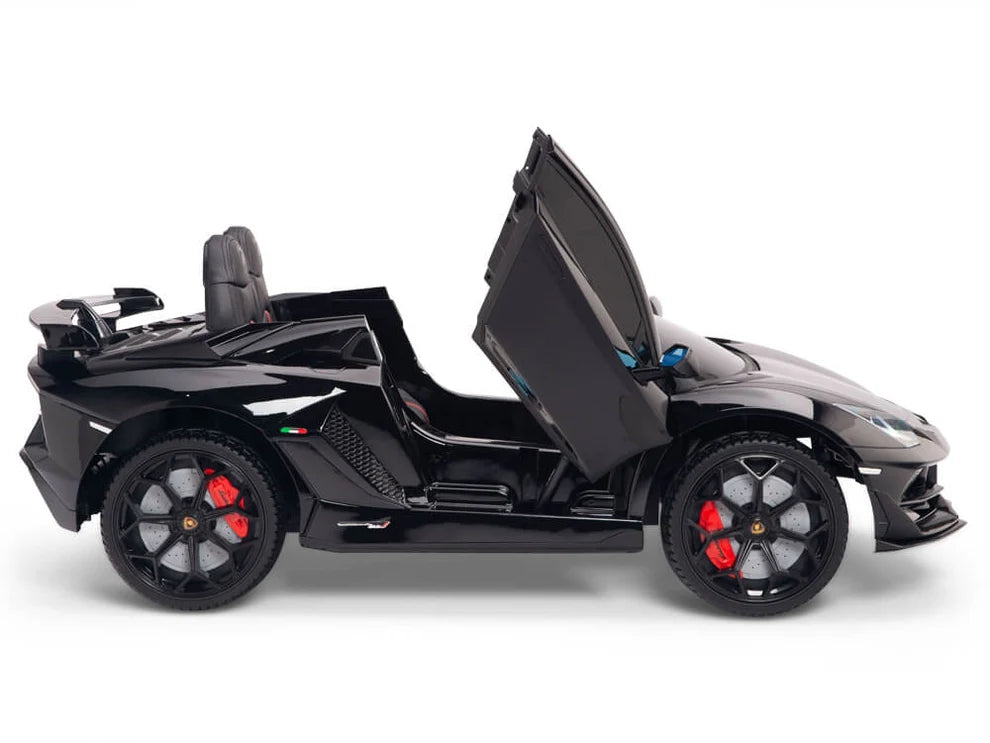 Carro Eléctrico Infantil Lamborghini Aventador SVJ 12V con Control Remoto Negro – Edición Estándar y Premium