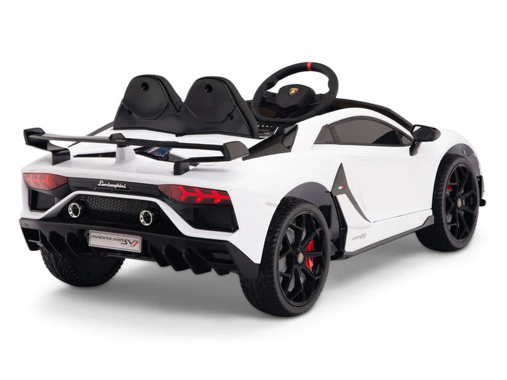 Carro Eléctrico Infantil Lamborghini Aventador SVJ 12V con Control Remoto Blanco – Edición Estándar y Premium