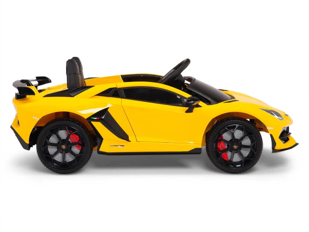 Carro Eléctrico Infantil Lamborghini Aventador SVJ 12V con Control Remoto Amarillo – Edición Estándar y Premium