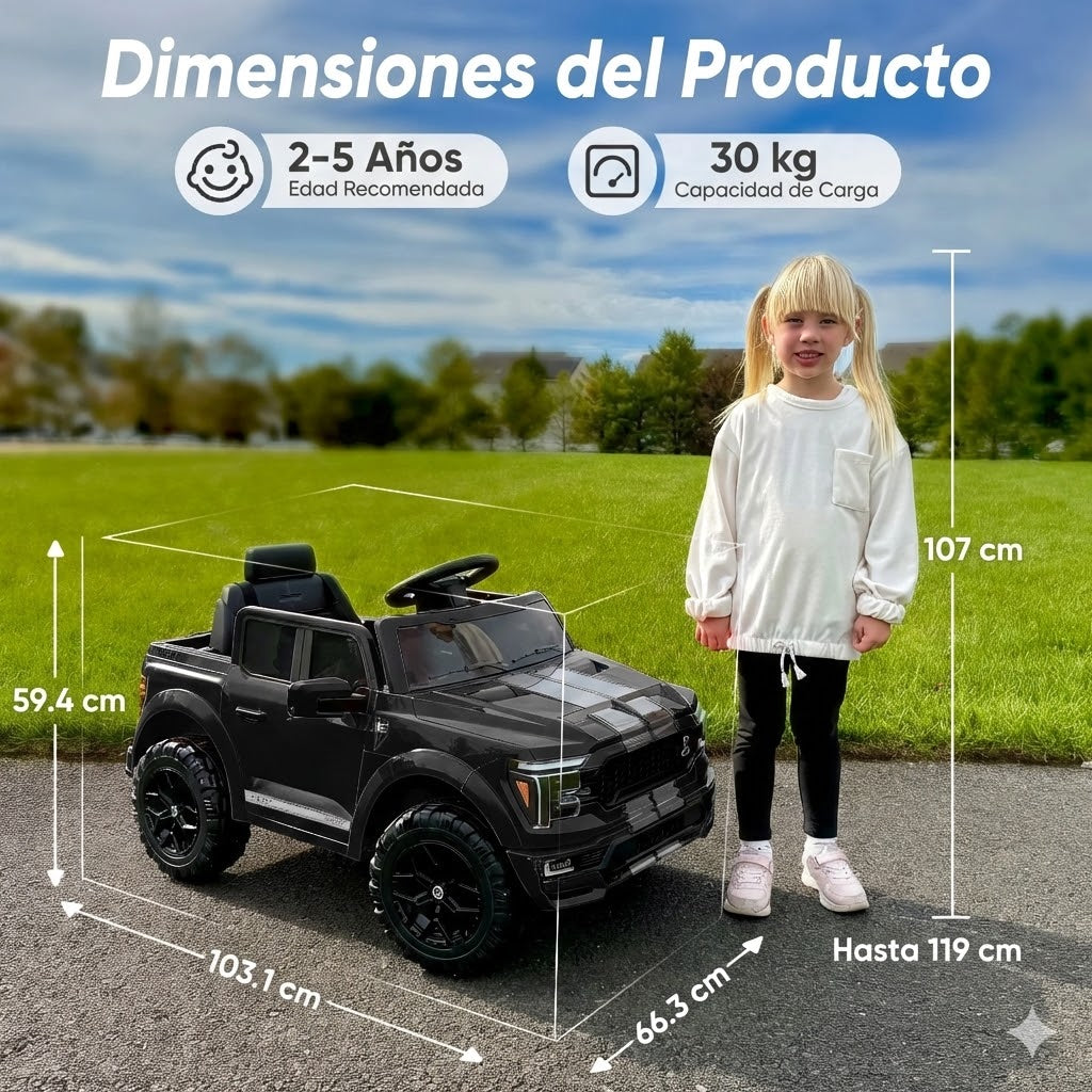 Camioneta Eléctrica Ford Shelby F-150 24V para Niños - Motor 400W con Control Remoto Negro