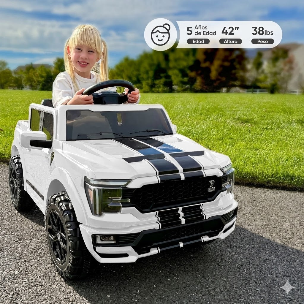 Camioneta Eléctrica Ford Shelby F-150 24V para Niños - Motor 400W con Control Remoto Blanco