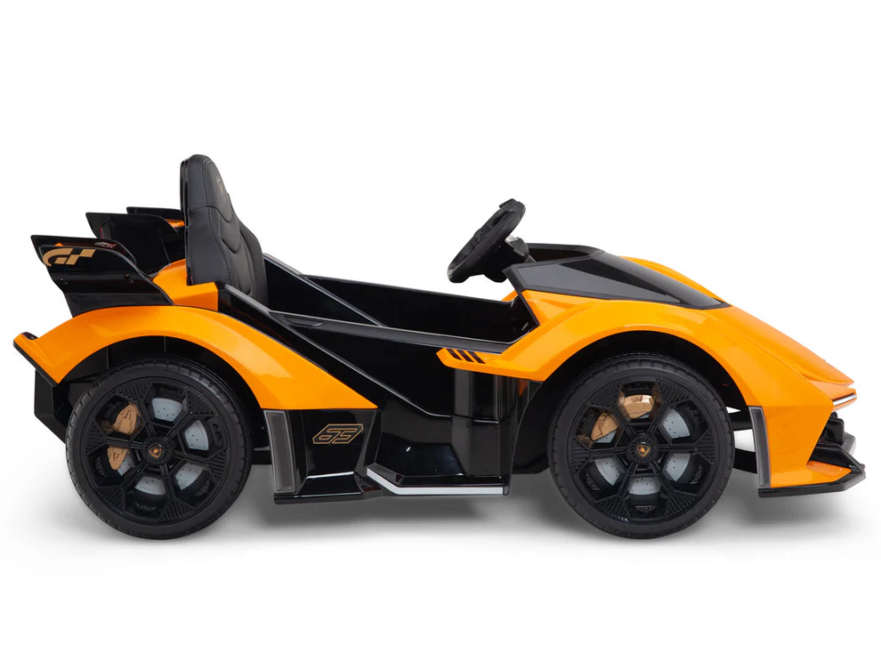 Carro Eléctrico Infantil Lamborghini V12 Vision GT 12V con Control Remoto Naranja – Edición Estándar y Premium