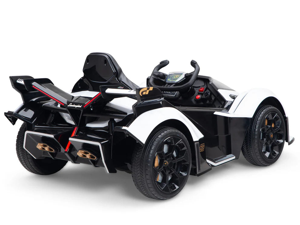 Carro Eléctrico Infantil Lamborghini V12 Vision GT 12V con Control Remoto Blanco – Edición Estándar y Premium