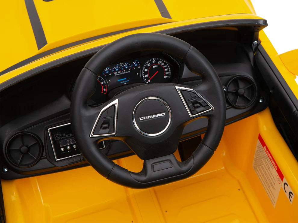 Carro Eléctrico Infantil Chevrolet Camaro 2SS 12V con Control Remoto Amarillo – Edición Estándar y Premium