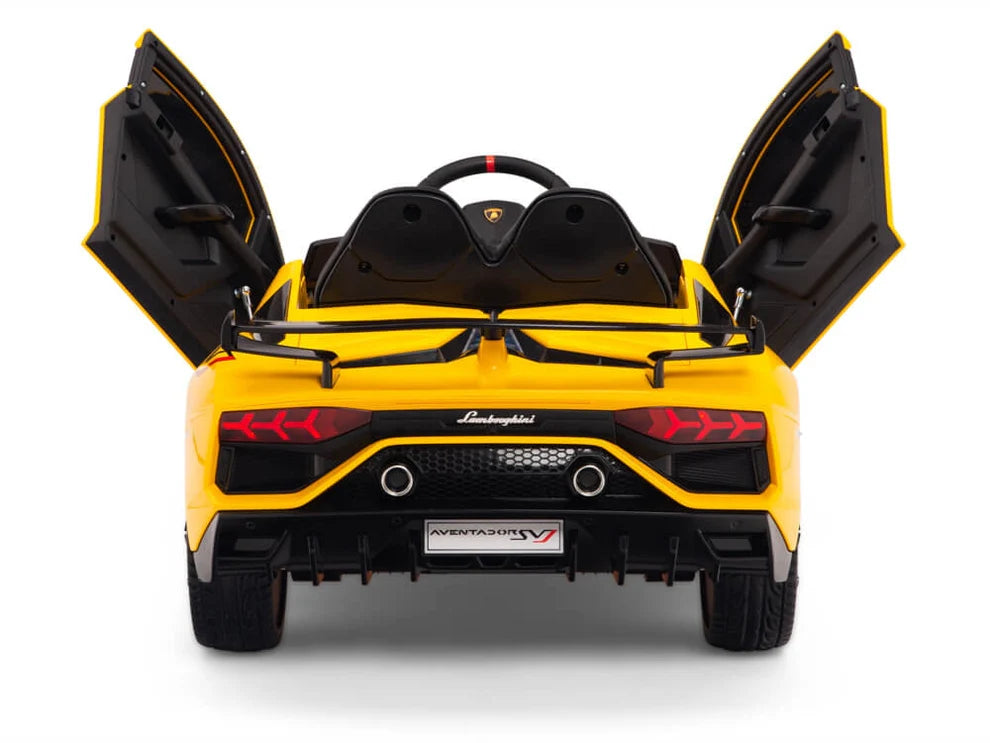 Carro Eléctrico Infantil Lamborghini Aventador SVJ 12V con Control Remoto Amarillo – Edición Estándar y Premium