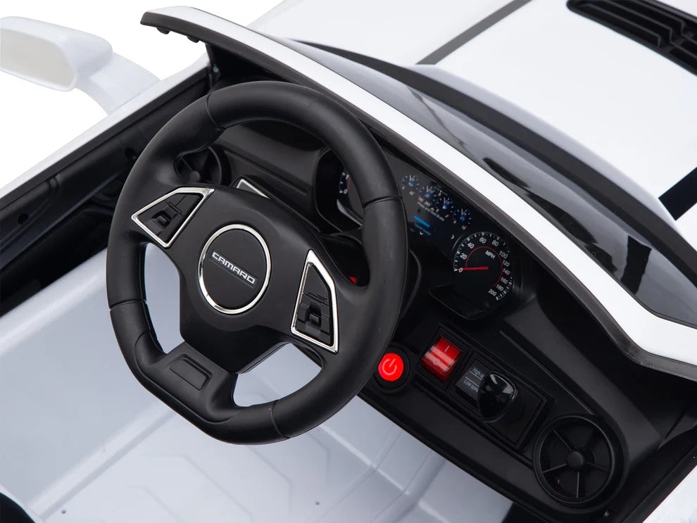 Carro Eléctrico Infantil Chevrolet Camaro 2SS 12V con Control Remoto Blanco – Edición Estándar y Premium