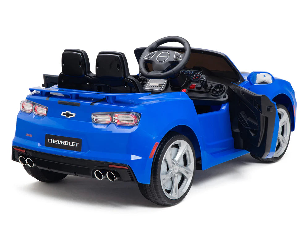 Carro Eléctrico Infantil Chevrolet Camaro 2SS 12V con Control Remoto Azul – Edición Estándar y Premium