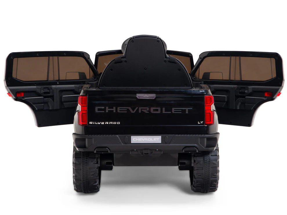 Camioneta Eléctrica Infantil Chevrolet Silverado Trail Boss 12V con Control Remoto Negro – Edición Estándar y Premium