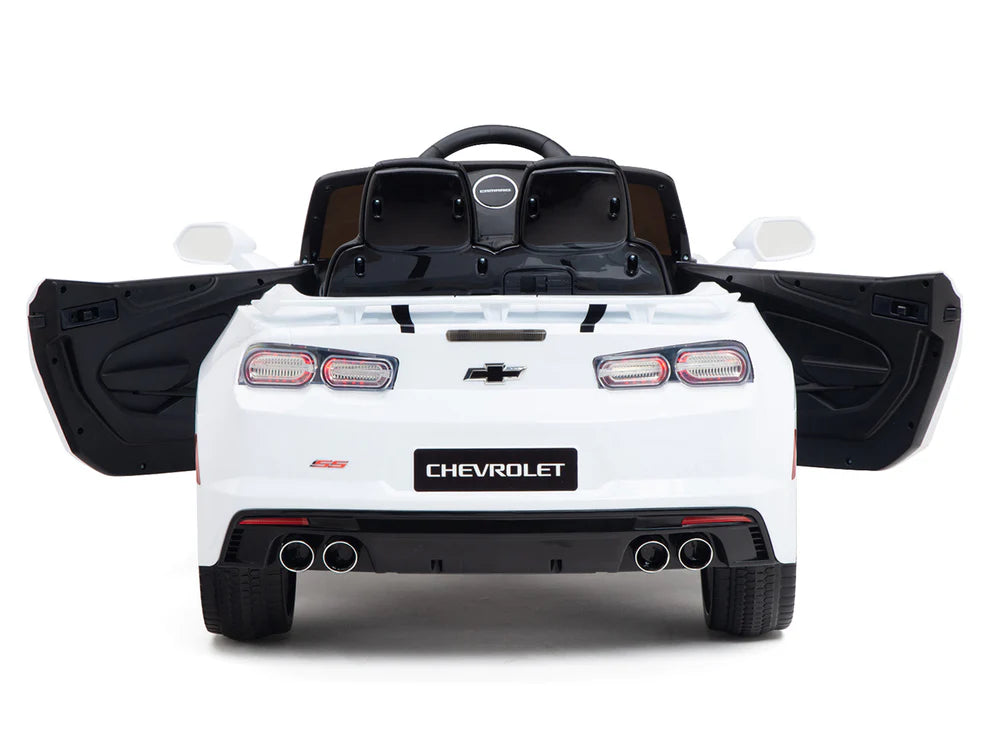 Carro Eléctrico Infantil Chevrolet Camaro 2SS 12V con Control Remoto Blanco – Edición Estándar y Premium