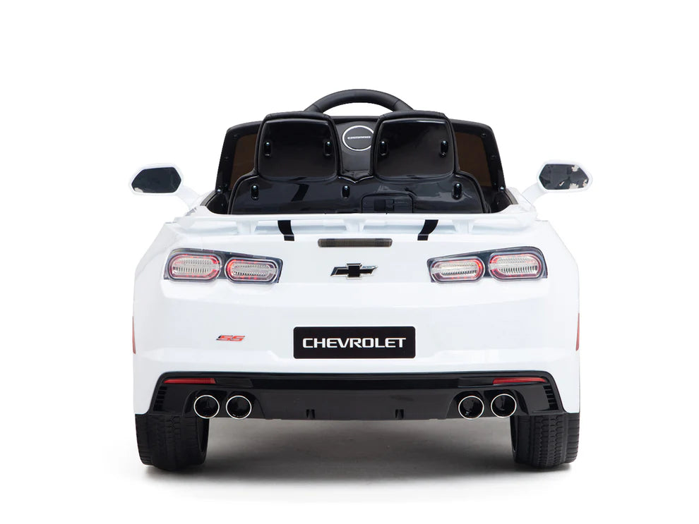 Carro Eléctrico Infantil Chevrolet Camaro 2SS 12V con Control Remoto Blanco – Edición Estándar y Premium
