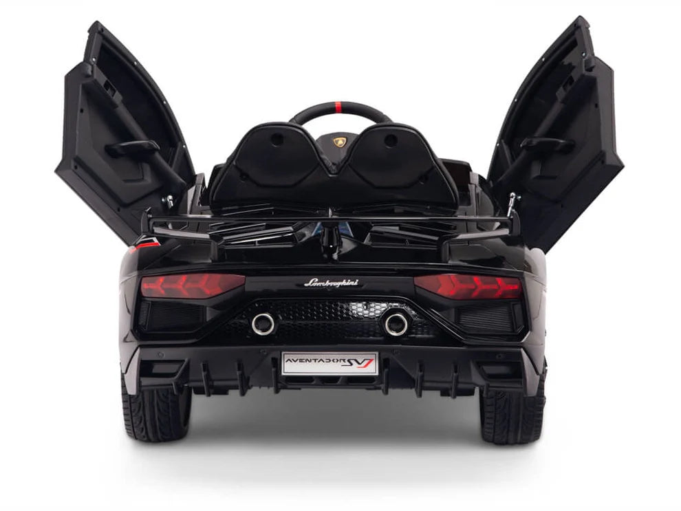 Carro Eléctrico Infantil Lamborghini Aventador SVJ 12V con Control Remoto Negro – Edición Estándar y Premium