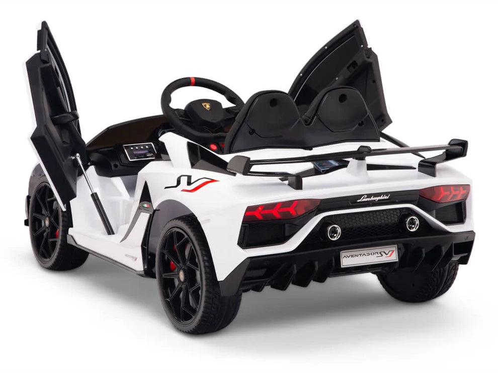 Carro Eléctrico Infantil Lamborghini Aventador SVJ 12V con Control Remoto Blanco – Edición Estándar y Premium