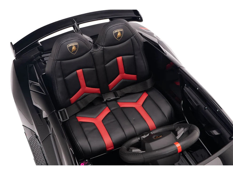 Carro Eléctrico Infantil Lamborghini Aventador SVJ 12V con Control Remoto Negro – Edición Estándar y Premium