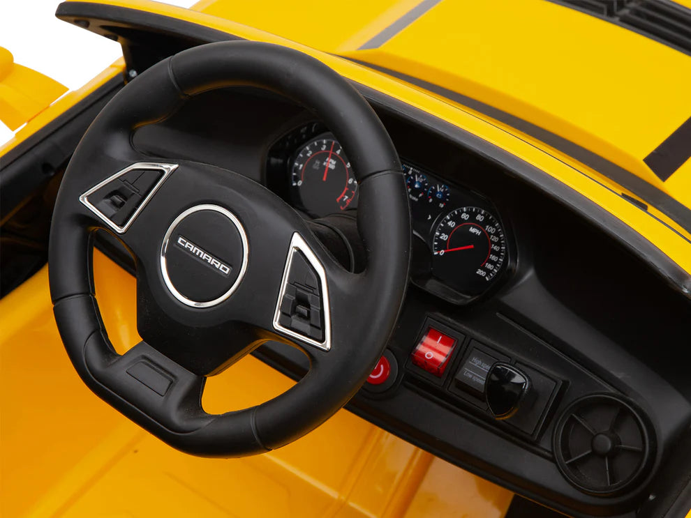 Carro Eléctrico Infantil Chevrolet Camaro 2SS 12V con Control Remoto Amarillo – Edición Estándar y Premium